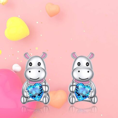 S925 Sterling Silver Cute Animal Cubic Zirconia Love Heart Stud Earrings Gifts for Women Teenager in Saudi Arabia