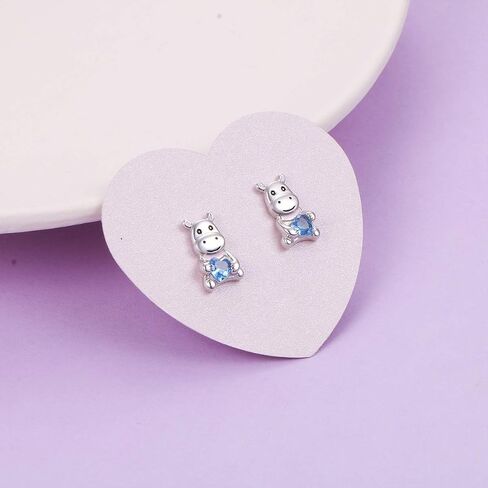 S925 Sterling Silver Cute Animal Cubic Zirconia Love Heart Stud Earrings Gifts for Women Teenager in Saudi Arabia
