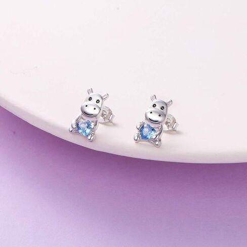 S925 Sterling Silver Cute Animal Cubic Zirconia Love Heart Stud Earrings Gifts for Women Teenager in Saudi Arabia