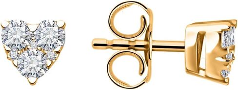 14K Gold Plated Sterling Silver with CZ Diamond Heart Stud Earrings for Women - Minimalist 925 Stud Earring. in Saudi Arabia