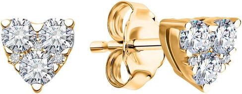 14K Gold Plated Sterling Silver with CZ Diamond Heart Stud Earrings for Women - Minimalist 925 Stud Earring. in Saudi Arabia