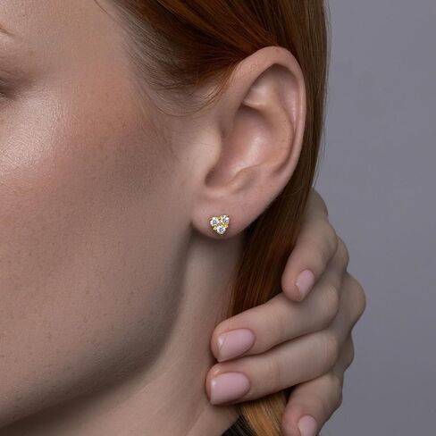 14K Gold Plated Sterling Silver with CZ Diamond Heart Stud Earrings for Women - Minimalist 925 Stud Earring. in Saudi Arabia