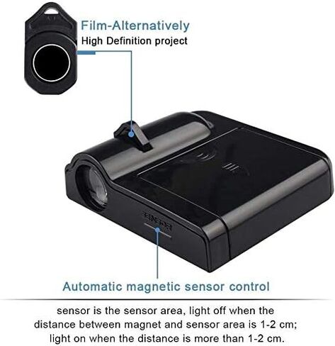 قطعتان من مصابيح جهاز عرض باب السيارة عالية الدقة مناسبة لجميع موديلات السيارات (2)، أسود in Saudi Arabia