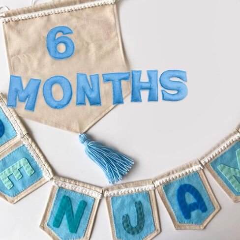 مجموعة أرقام من اللباد الصوفي الشهرية للطفل، 0-12 رقمًا وكلمة "أشهر"، بطاقات نمو الطفل والحمل، مثالية لصور المعالم الشهرية الرائعة لطفلك حديث الولادة (أزرق) in Kuwait