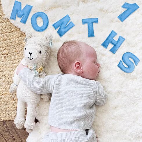 مجموعة أرقام من اللباد الصوفي الشهرية للطفل، 0-12 رقمًا وكلمة "أشهر"، بطاقات نمو الطفل والحمل، مثالية لصور المعالم الشهرية الرائعة لطفلك حديث الولادة (أزرق) in Kuwait