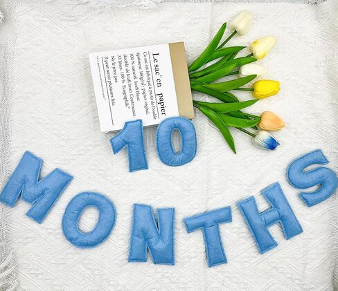 مجموعة أرقام من اللباد الصوفي الشهرية للطفل، 0-12 رقمًا وكلمة "أشهر"، بطاقات نمو الطفل والحمل، مثالية لصور المعالم الشهرية الرائعة لطفلك حديث الولادة (أزرق) in Kuwait