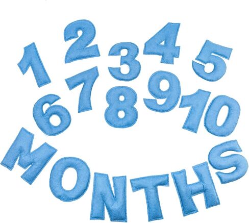 مجموعة أرقام من اللباد الصوفي الشهرية للطفل، 0-12 رقمًا وكلمة "أشهر"، بطاقات نمو الطفل والحمل، مثالية لصور المعالم الشهرية الرائعة لطفلك حديث الولادة (أزرق) in Kuwait