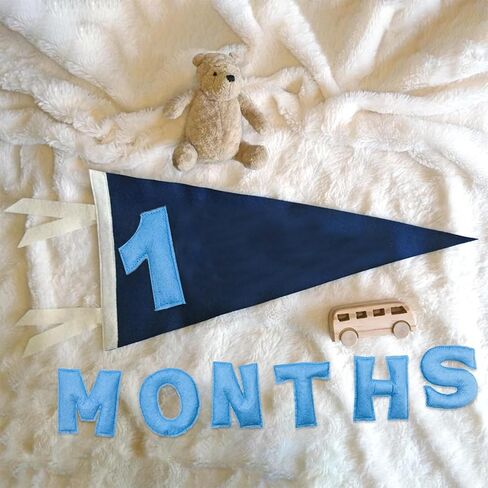 مجموعة أرقام من اللباد الصوفي الشهرية للطفل، 0-12 رقمًا وكلمة "أشهر"، بطاقات نمو الطفل والحمل، مثالية لصور المعالم الشهرية الرائعة لطفلك حديث الولادة (أزرق) in Kuwait