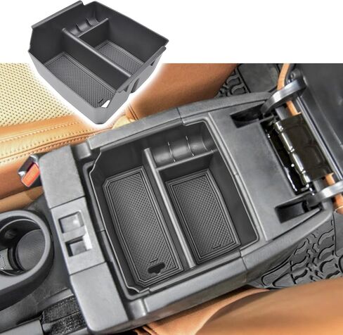 صينية تنظيم وحدة التحكم المركزية متوافقة مع ملحقات Jeep Wrangler JK/JKU 2011-2018 (Rubicon Sahara)، إدراج صندوق مسند الذراع وحامل العملات المعدنية ومواد ABS صينية تخزين ثانوية، أسود in Saudi Arabia