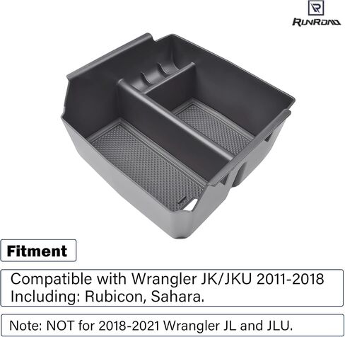 صينية تنظيم وحدة التحكم المركزية متوافقة مع ملحقات Jeep Wrangler JK/JKU 2011-2018 (Rubicon Sahara)، إدراج صندوق مسند الذراع وحامل العملات المعدنية ومواد ABS صينية تخزين ثانوية، أسود in Saudi Arabia