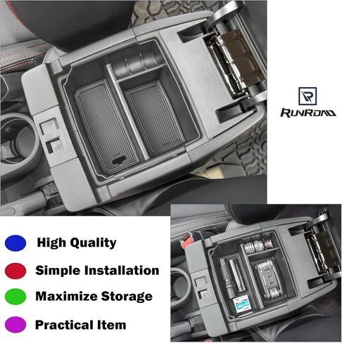 صينية تنظيم وحدة التحكم المركزية متوافقة مع ملحقات Jeep Wrangler JK/JKU 2011-2018 (Rubicon Sahara)، إدراج صندوق مسند الذراع وحامل العملات المعدنية ومواد ABS صينية تخزين ثانوية، أسود in Saudi Arabia