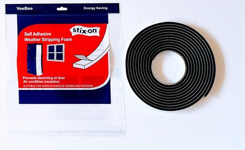 Weatherstripping 1 inch x 1/4 inch x 17 ft Self Adhesive Stick-On Weather Seal Sponge Foam Tape Gray/Charcoal in Saudi Arabia
