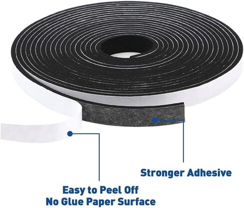 Weatherstripping 1 inch x 1/4 inch x 17 ft Self Adhesive Stick-On Weather Seal Sponge Foam Tape Gray/Charcoal in Saudi Arabia