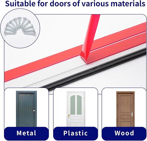 Weather Stripping Door Seal, Cuttable Door Draft Stopper 34" Length, Strong Adhesive Aluminum Door Sweep for Exterior and Interior Doors, Patchwork assembly - 34 Inch in Saudi Arabia