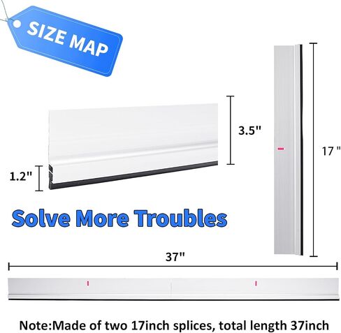 Weather Stripping Door Seal, Cuttable Door Draft Stopper 34" Length, Strong Adhesive Aluminum Door Sweep for Exterior and Interior Doors, Patchwork assembly - 34 Inch in Saudi Arabia