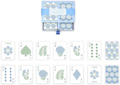بطاقات لعب Hydrangea ذات الطابقين من شركة Two's Company في صندوق هدايا تتضمن طريقتين ملونتين (تتضمن كل مجموعة 52 بطاقة و2 جوكر) - ورق in Kuwait
