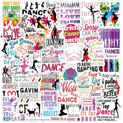 ملصقات الرقص 63 قطعة ملصقات جمالية للفتيات هدايا الرقص ملصقات الفينيل المقاومة للماء لزجاجة المياه والكمبيوتر المحمول والأمتعة ولوح التزلج والكمبيوتر المحمول للفتيات والأطفال والمراهقين والبالغين in Kuwait
