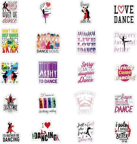 ملصقات الرقص 63 قطعة ملصقات جمالية للفتيات هدايا الرقص ملصقات الفينيل المقاومة للماء لزجاجة المياه والكمبيوتر المحمول والأمتعة ولوح التزلج والكمبيوتر المحمول للفتيات والأطفال والمراهقين والبالغين in Kuwait