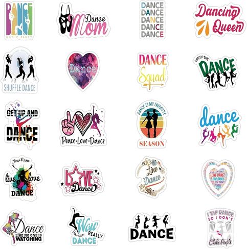 ملصقات الرقص 63 قطعة ملصقات جمالية للفتيات هدايا الرقص ملصقات الفينيل المقاومة للماء لزجاجة المياه والكمبيوتر المحمول والأمتعة ولوح التزلج والكمبيوتر المحمول للفتيات والأطفال والمراهقين والبالغين in Kuwait