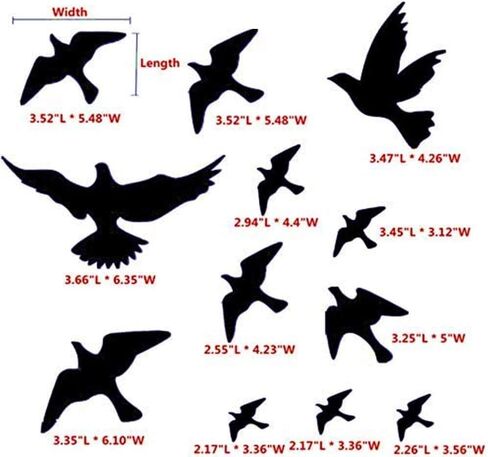 Anti Collision Window Bird Stickers Cling Save Birds and Glass Door Protection(12 Pcs Black) in Saudi Arabia
