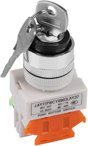 Key Operated Rotary Switch LAY37-11Y/21 2 Position Key 22mm Mount Key Switch 220V 5A NO NC Design Good Insulation in Saudi Arabia