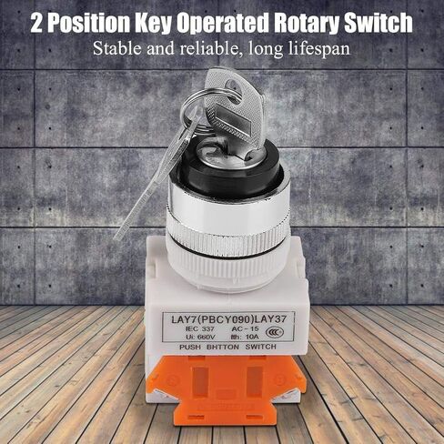 Key Operated Rotary Switch LAY37-11Y/21 2 Position Key 22mm Mount Key Switch 220V 5A NO NC Design Good Insulation in Saudi Arabia