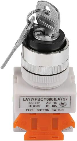 Key Operated Rotary Switch LAY37-11Y/21 2 Position Key 22mm Mount Key Switch 220V 5A NO NC Design Good Insulation in Saudi Arabia
