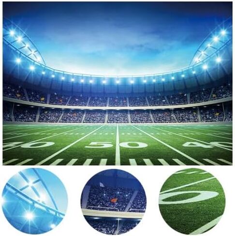 LYWYGG 7X5FT Super Bowl Backdrop Football Field Backdrop Photography Props Auditorium Light Themed Bowl Night Spotlight Decorations Photo Studio Props CP-306 in Kuwait