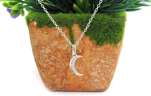 Dazzlingrock Collection 0.06 Carat (ctw) Round White Diamond Crescent Moon Pendant for Women in 14K Solid Gold in Saudi Arabia