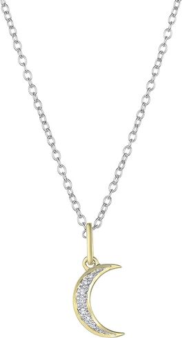 Dazzlingrock Collection 0.06 Carat (ctw) Round White Diamond Crescent Moon Pendant for Women in 14K Solid Gold in Saudi Arabia