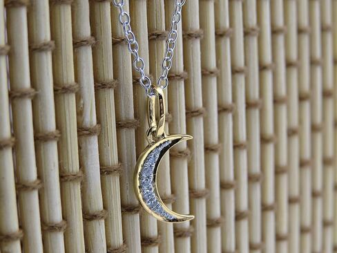 Dazzlingrock Collection 0.06 Carat (ctw) Round White Diamond Crescent Moon Pendant for Women in 14K Solid Gold in Saudi Arabia