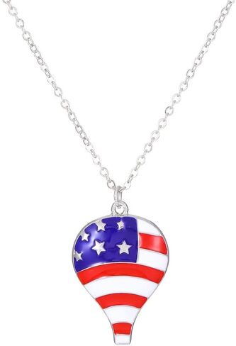tenghong2021 4th of July Necklace for Women Man Fourth of July Accessories Red White and Blue Necklace American Patriotic Flag Stars & Stripes Memorial Day Veterans' Presidents' Day Jewelry in Saudi Arabia