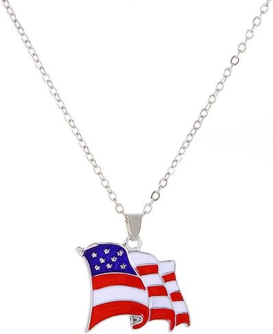 tenghong2021 4th of July Necklace for Women Man Fourth of July Accessories Red White and Blue Necklace American Patriotic Flag Stars & Stripes Memorial Day Veterans' Presidents' Day Jewelry in Saudi Arabia