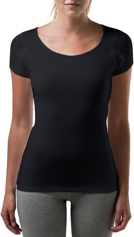 Women's Sweatproof Undershirt | Slim Fit Scoop Neck T-Shirt with Underarm Sweat Pads | Aluminum-Free Alternative in Saudi Arabia