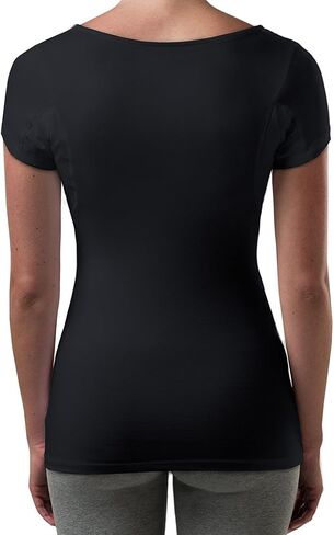 Women's Sweatproof Undershirt | Slim Fit Scoop Neck T-Shirt with Underarm Sweat Pads | Aluminum-Free Alternative in Saudi Arabia