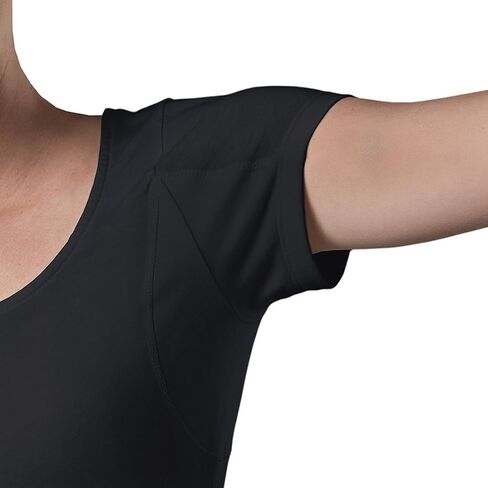 Women's Sweatproof Undershirt | Slim Fit Scoop Neck T-Shirt with Underarm Sweat Pads | Aluminum-Free Alternative in Saudi Arabia