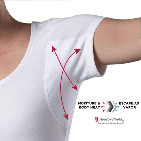 Women's Sweatproof Undershirt | Slim Fit Scoop Neck T-Shirt with Underarm Sweat Pads | Aluminum-Free Alternative in Saudi Arabia