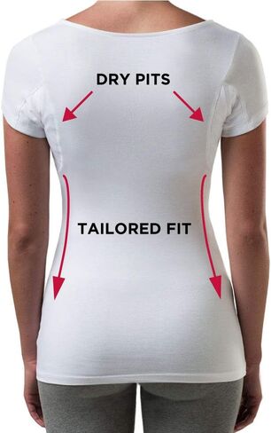Women's Sweatproof Undershirt | Slim Fit Scoop Neck T-Shirt with Underarm Sweat Pads | Aluminum-Free Alternative in Saudi Arabia