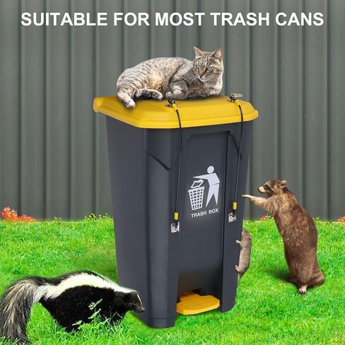 Trash Can Lid Lock, Metal Outdoor Bear Proof Trash Can Lock – Universal Fit, Durable Nylon Coated Wire Rope, Trash Can Locks for Animals, Raccoons, Squirrels, Dogs – 2 Pack in Saudi Arabia