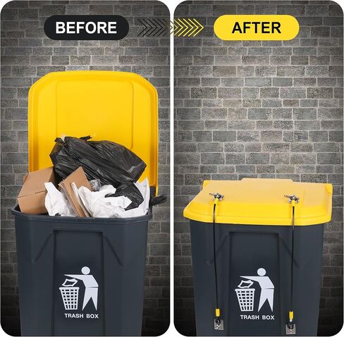 Trash Can Lid Lock, Metal Outdoor Bear Proof Trash Can Lock – Universal Fit, Durable Nylon Coated Wire Rope, Trash Can Locks for Animals, Raccoons, Squirrels, Dogs – 2 Pack in Saudi Arabia