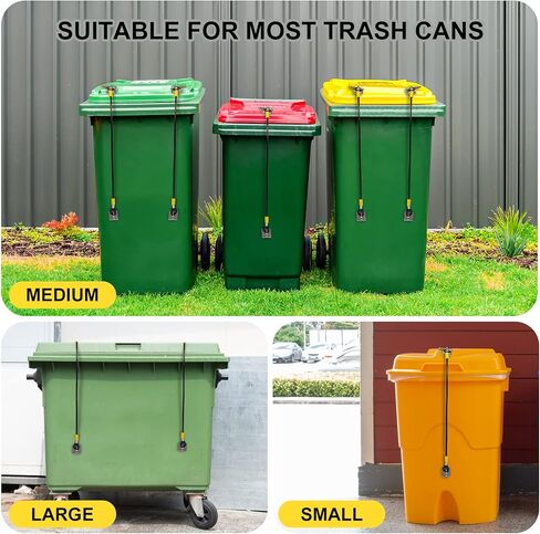 Trash Can Lid Lock, Metal Outdoor Bear Proof Trash Can Lock – Universal Fit, Durable Nylon Coated Wire Rope, Trash Can Locks for Animals, Raccoons, Squirrels, Dogs – 2 Pack in Saudi Arabia