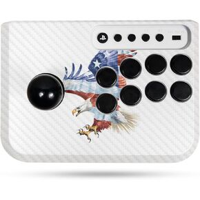 Carbon Fiber Gaming Skin Compatible with Hori Fighting Stick Mini (PS5, PS4, PC) - American Eagle - Premium 3M Vinyl Protective Wrap Decal Cover - Easy to Apply | Crafted in The USA by MightySkins