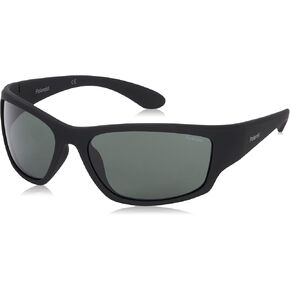 Men's Modern Polarized Rectangular Sunglasses, Multicolor (Rubberblk), 63 + 3