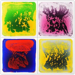 Art3d Baby Sensory Water Mats for Autistic Children (11.8"x11.8" Square, 4 Tiles, Blue-Red,Blue-Yellow,Orange-Red,Purple-Black)