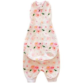 Woombie Grow with Me Baby Swaddle with Leggies, Watercolor Roses, 0-9 Months