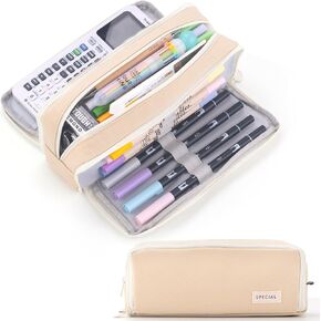 CICIMELON Large Capacity Pencil Case 3 Compartment Pouch Pen Bag for School Teen Girl Boy Men Women (Pink) in Kuwait
