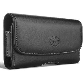 Horizontal Holster Compatible for Apple iPhone SE 2022, SE 2020, iPhone 8 or iPhone 7, a Large Leather Carrying Case with Belt Loops and Belt Clip, Fits The Phone with a Thick Case