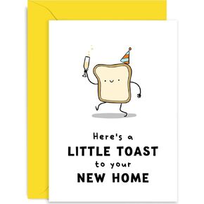 Old English Co. Funny New Home Card for Couple 'Little Toast' New Home Gift - Housewarming Card for Friends - Welcome To Your New Home Card | Blank Inside