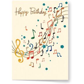 Birthday Pop Up Greeting Card – Music Note Art Design and 3D Electric Guitar Card for Music Lovers (1 Card with Envelope)