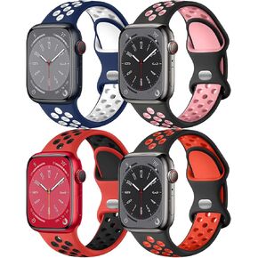 Sport band For Apple Watch Band 45mm 41mm 44mm 40mm iWatch ultra Band 49mm 42mm 38mm Women Men,soft Silicone Strap Bracelet for Apple Watch Bands 9 8 7 SE2 SE 6 5 4 3 2 1 Accessories,4 Pack